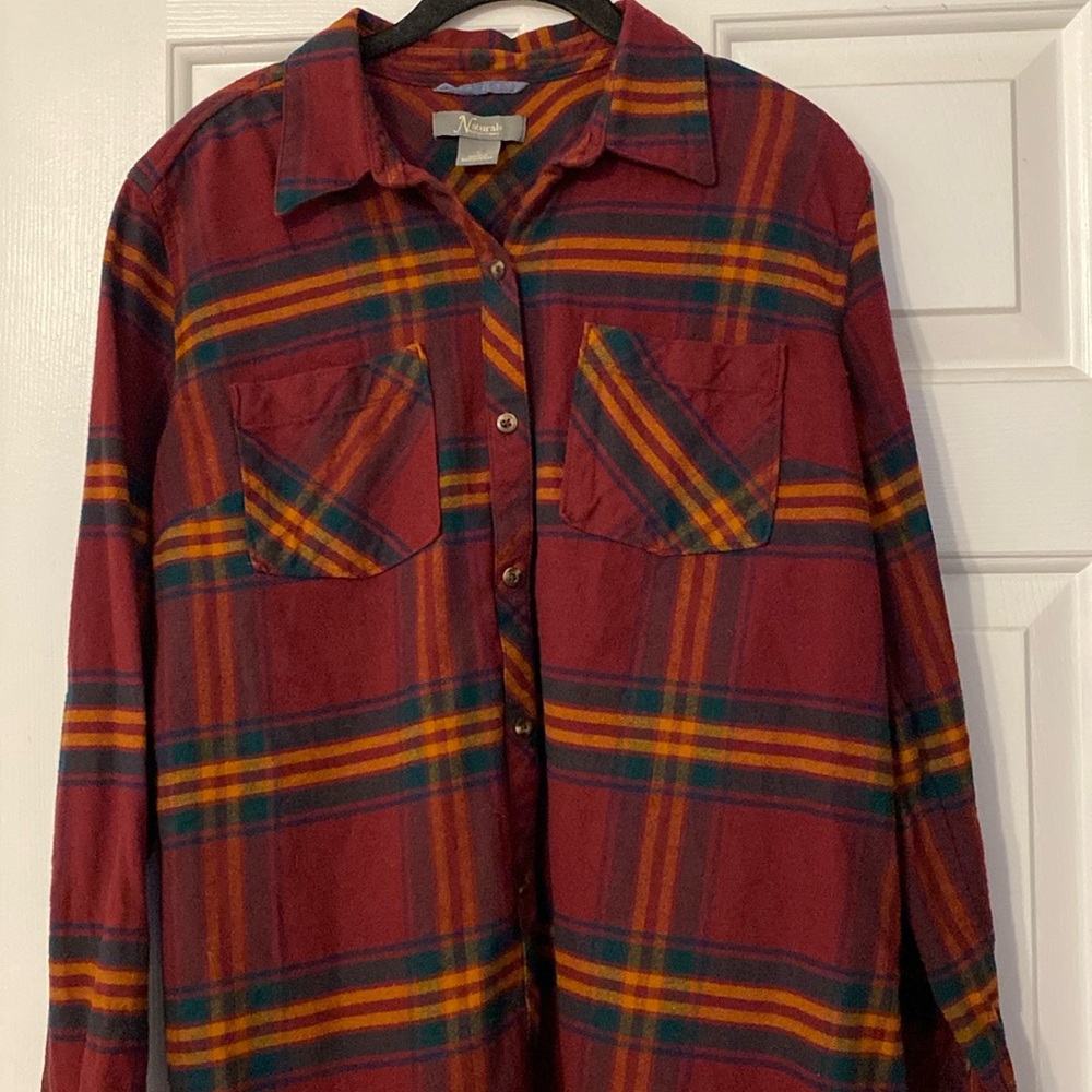 Natural collections button down.  Wine color , good shape soft fabric